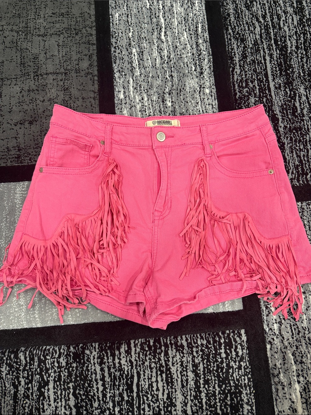 Fringed Pink Denim Short - Women's Jean Shorts